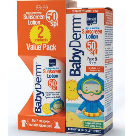 Babyderm Πακέτο Προσφοράς Sunscreen Lotion Spf50 Βρεφικό Αντηλιακό Γαλάκτωμα Προσώπου & Σώματος 200ml & Δώρο 200ml