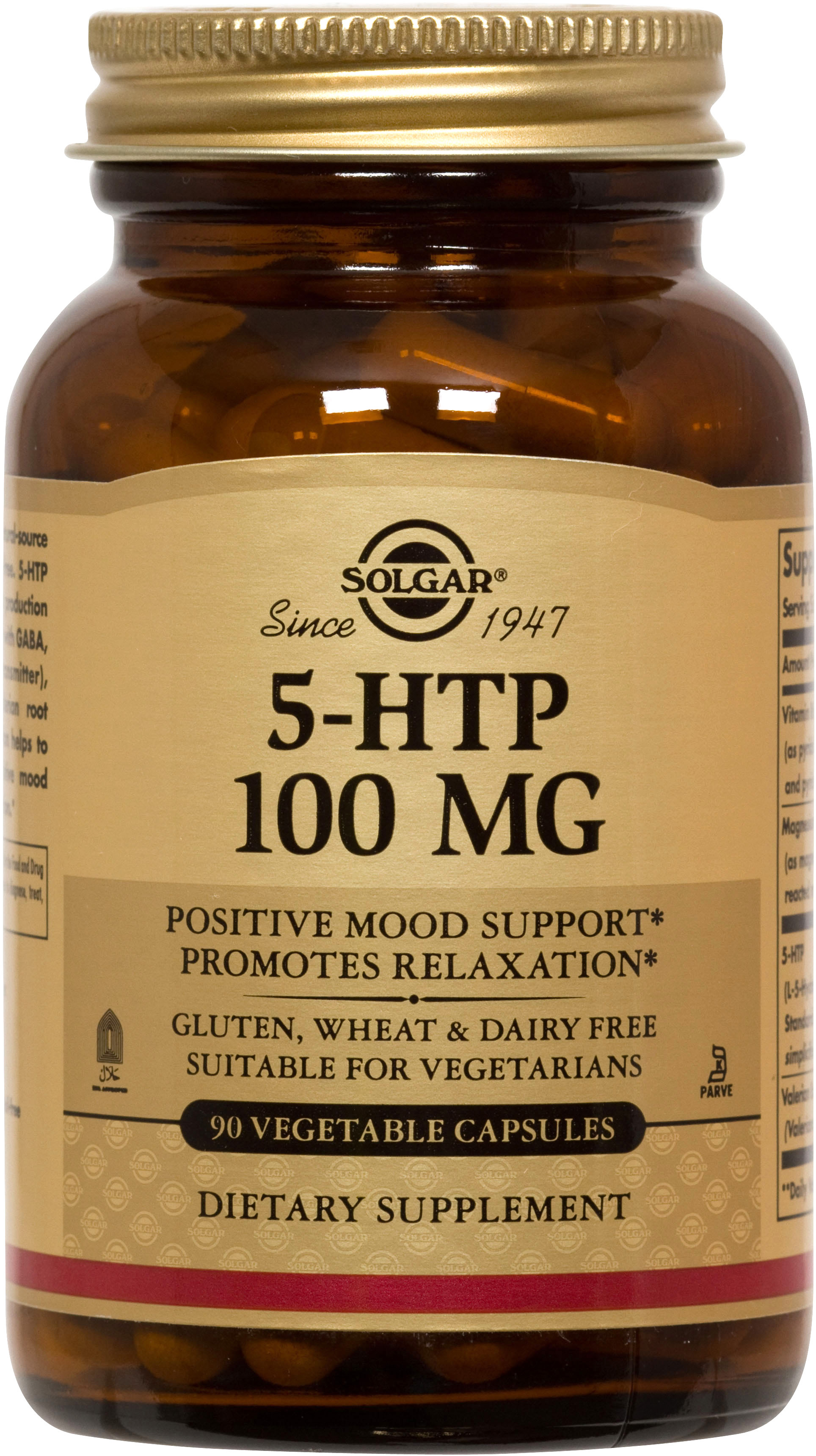 Solgar 5-HTP (5-Υδροξυ-Τρυπτοφανη) 100mg Συμπλήρωμα Διατροφής Απαραίτητο για την Καλή Υγεία του Εγκεφάλου veg.caps – 90 caps
