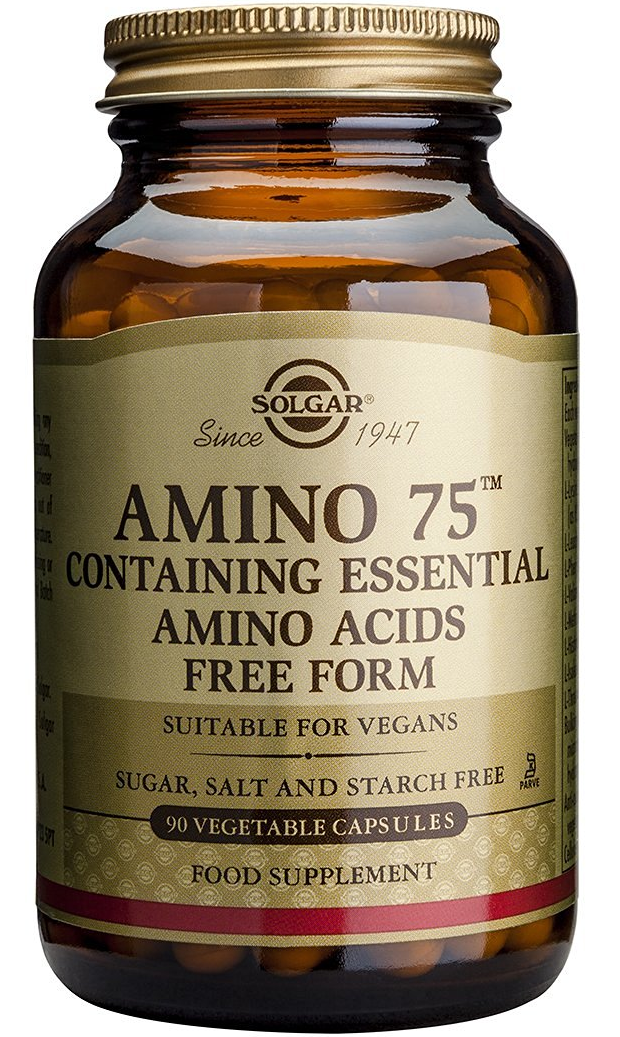 Solgar Amino 75 Συμπλήρωμα Διατροφής Αμινοξέα Κρυσταλλικά Και Ελεύθερης Μορφής veg.caps – 90 caps