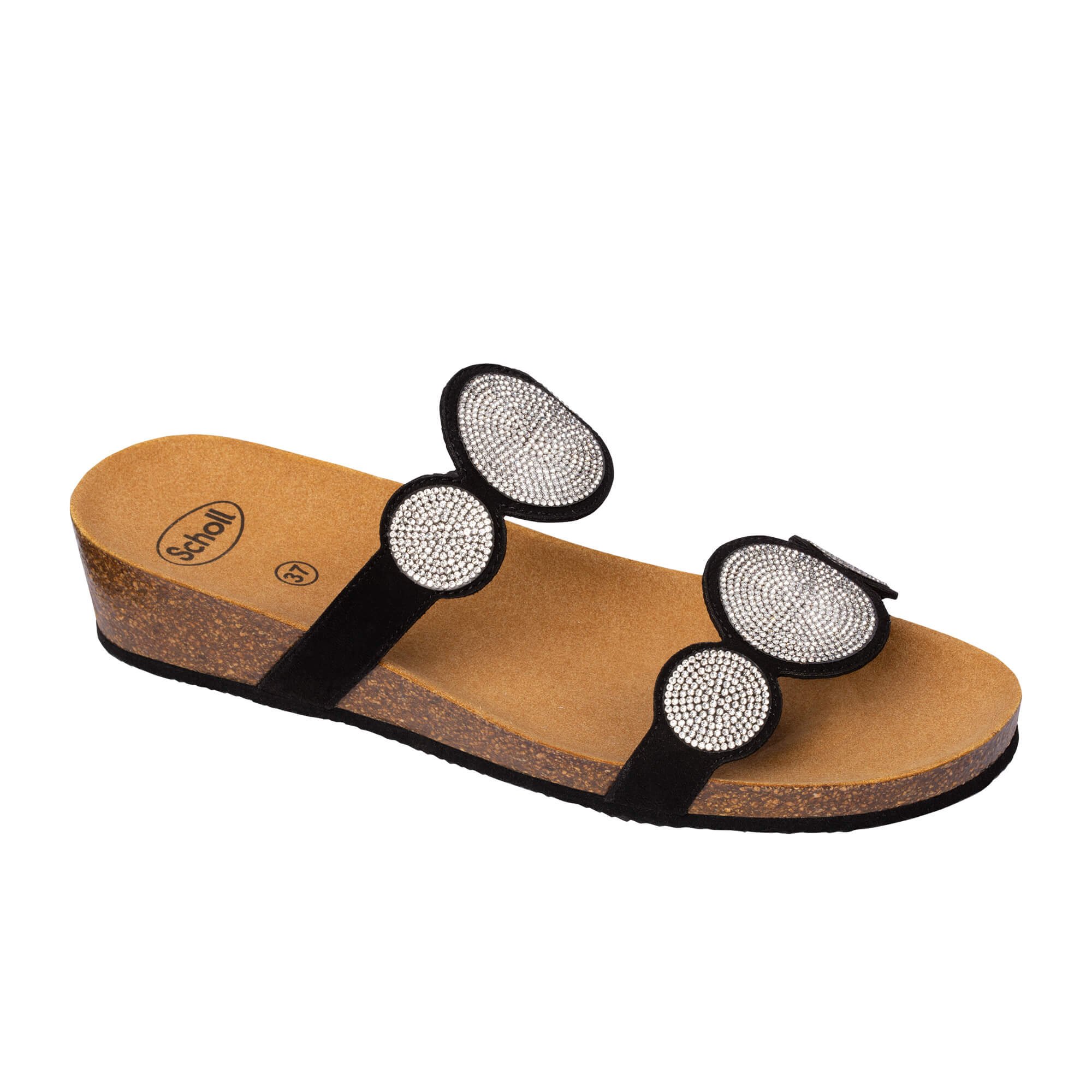 Scholl Shoes Sharon 2 Straps Black Γυναικεία Ανατομικά Παπούτσια Χαρίζουν Σωστή Στάση & Φυσικό Χωρίς Πόνο Βάδισμα 1 Ζευγάρι – 38