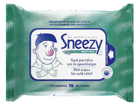 Sneezy Menthol 15 Wet Wipes For Cold Relief