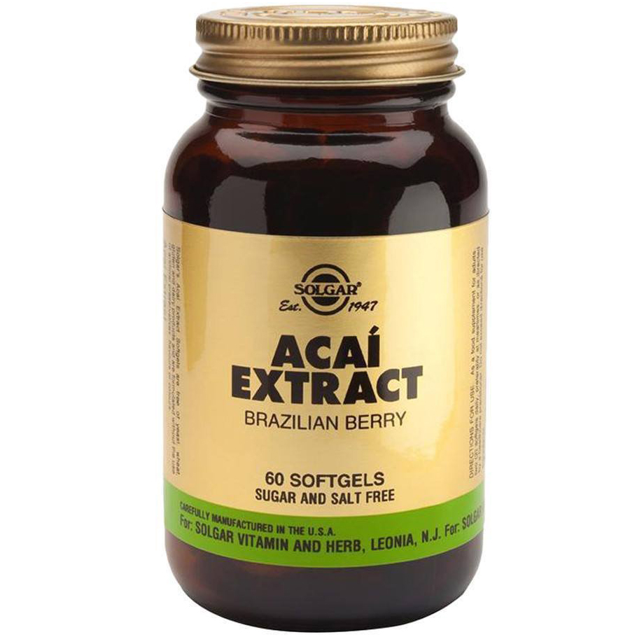 Solgar Acai Extract Συμπλήρωμα Διατροφής με Αντιοξειδωτική & Αντιφλεγμονώδη Δράση 60softgels