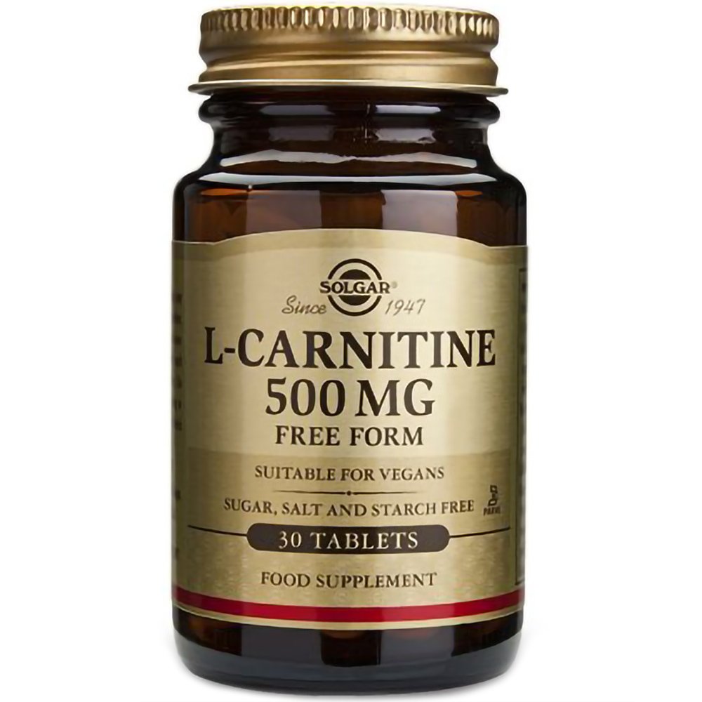 Solgar L-Carnitine 500mg Συμπλήρωμα Διατροφής που Βοηθά τη Καρδιαγγειακή Υγεία & Μετατρέπει τα Λιπαρά Οξέα σε Ενέργεια 30tabs