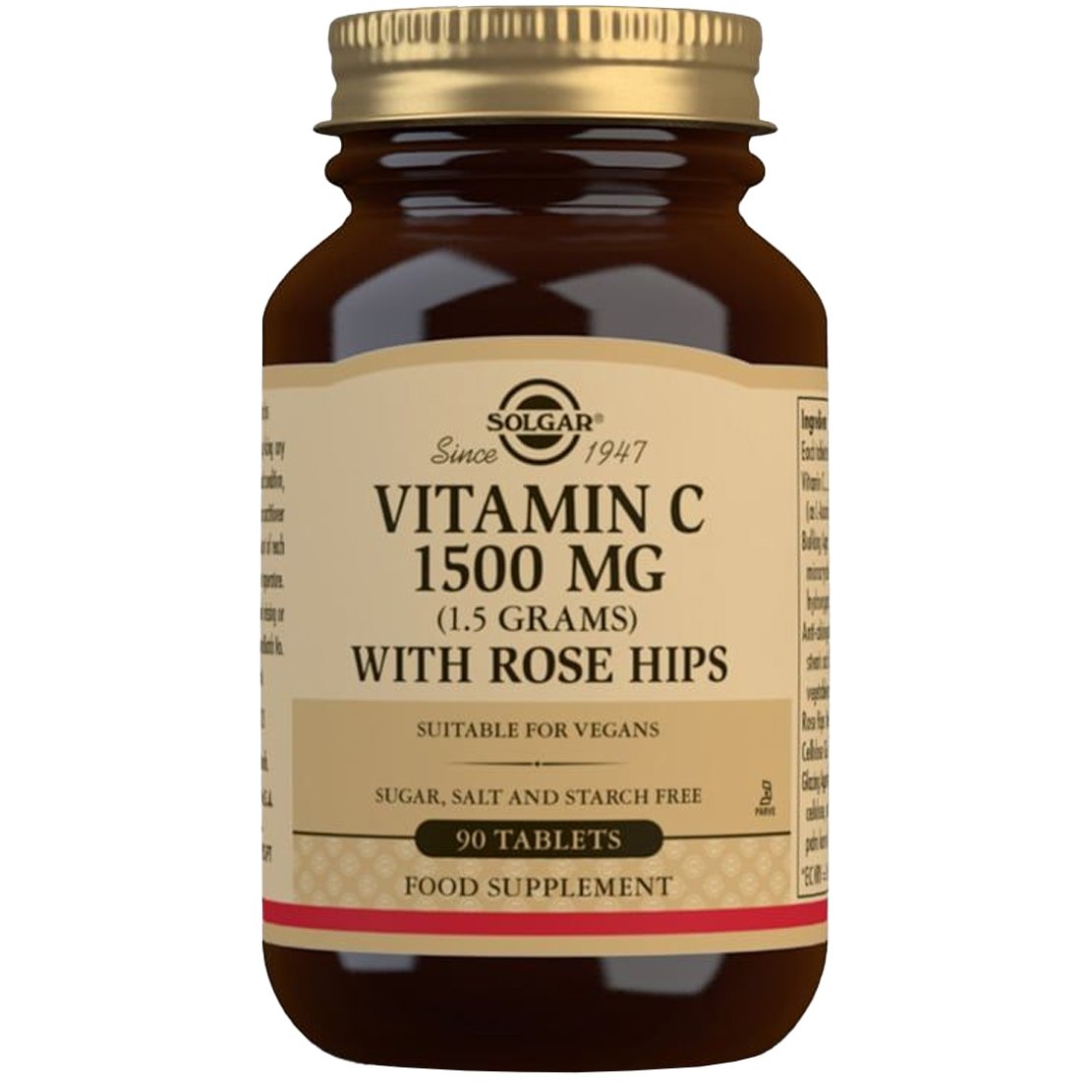 Solgar Vitamin C with Rose Hips 1500mg Συμπλήρωμα Διατροφής για τη Φυσιολογική Λειτουργία του Ανοσοποιητικού Συστήματος 90veg.caps