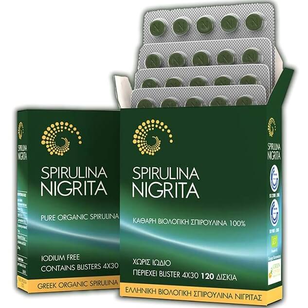 Spirulina Nigrita Βιολογική Καθαρή 100% Σπιρουλίνα Νιγρίτας 120 Δισκία