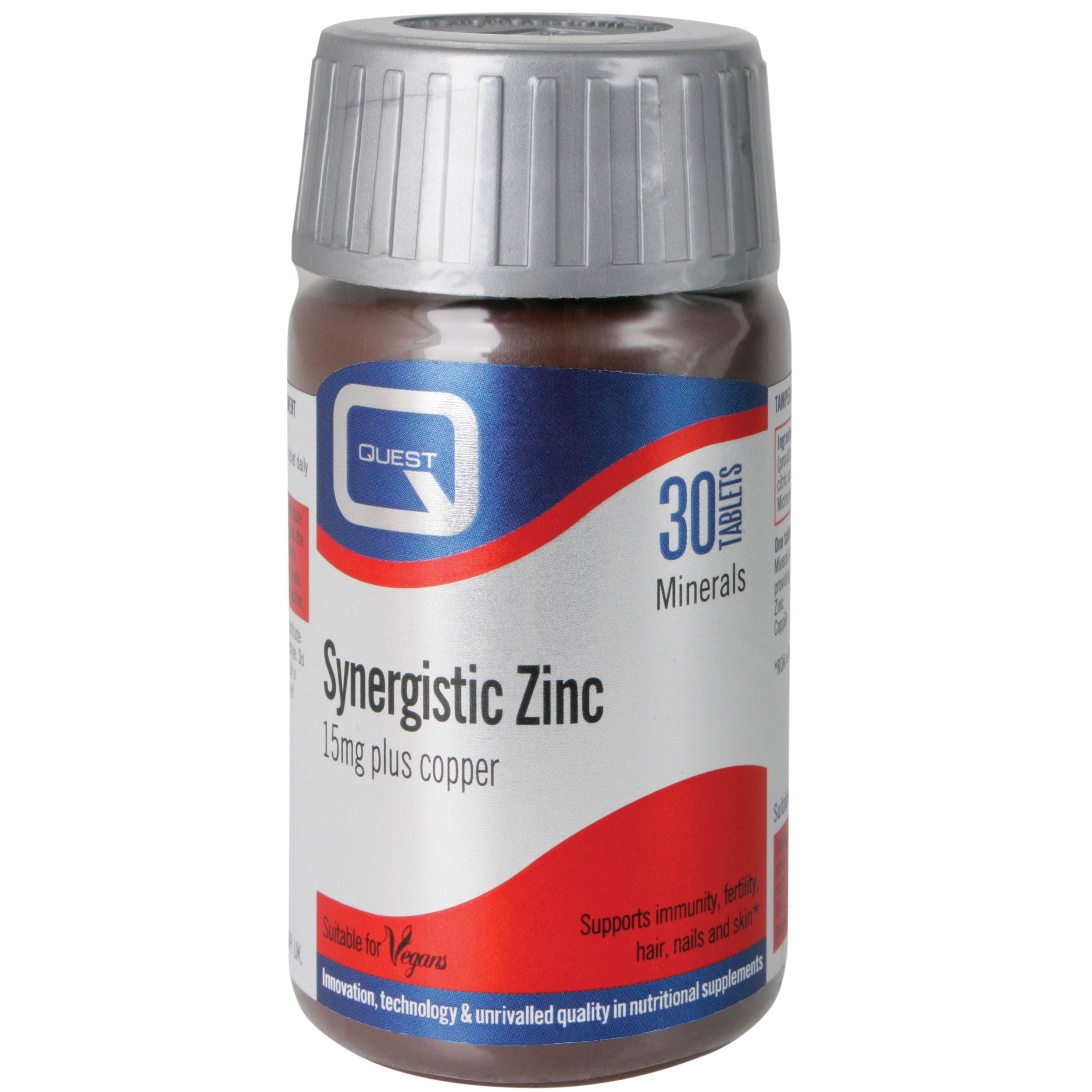 Quest Synergistic Zinc 15 mg-Συμπλήρωμα Διατροφής με Ψευδάργυρο, 30 Tabs