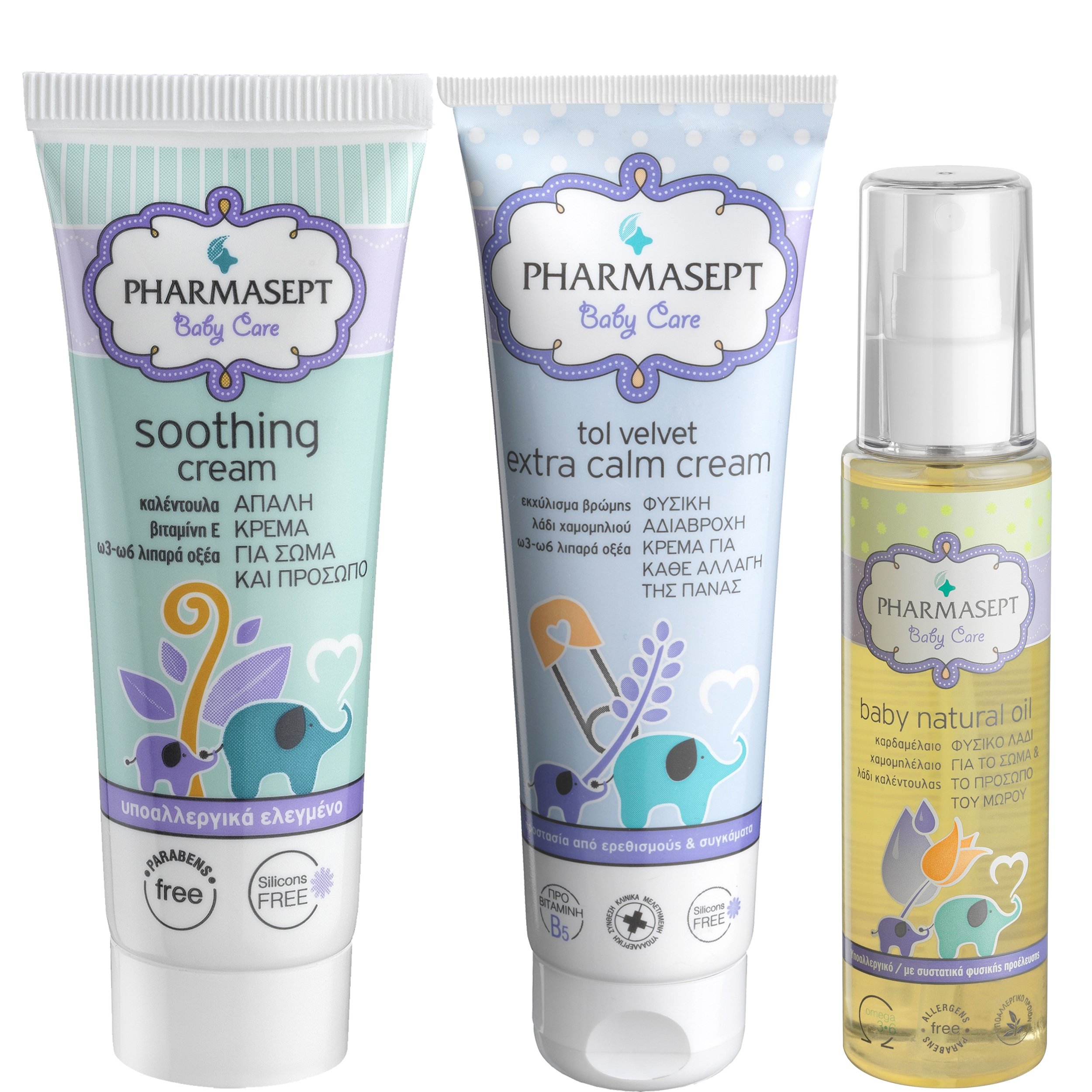 Pharmasept Πακέτο Προσφοράς Tol Velvet Baby Soothing Cream 150ml & Baby Extra Calm Cream 150ml & Baby Natural Oil 100ml