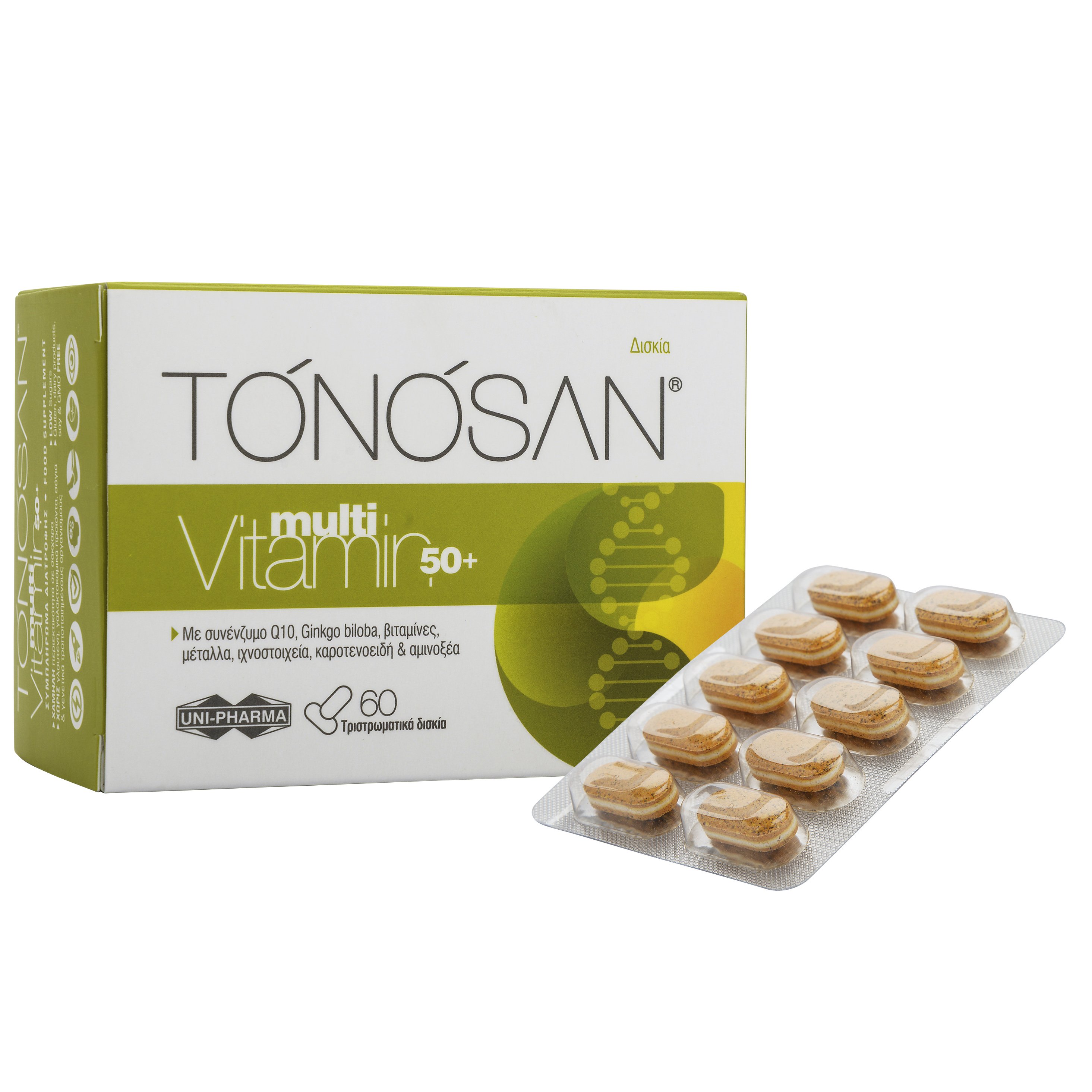 Tonosan Multi Vitamin 50+ Food Supplement Συμπλήρωμα Διατροφής Πολυβιταμινών για Ενήλικες Άνω των 50 Ετών 60tabs