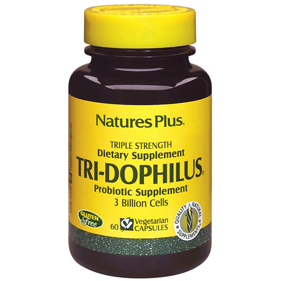 Nature’s Plus Tri-Dophilus Συμπλήρωμα Διατροφής που Εξασφαλίζει μια Υγιή Εντερική Χλωρίδα 60Veg.Caps