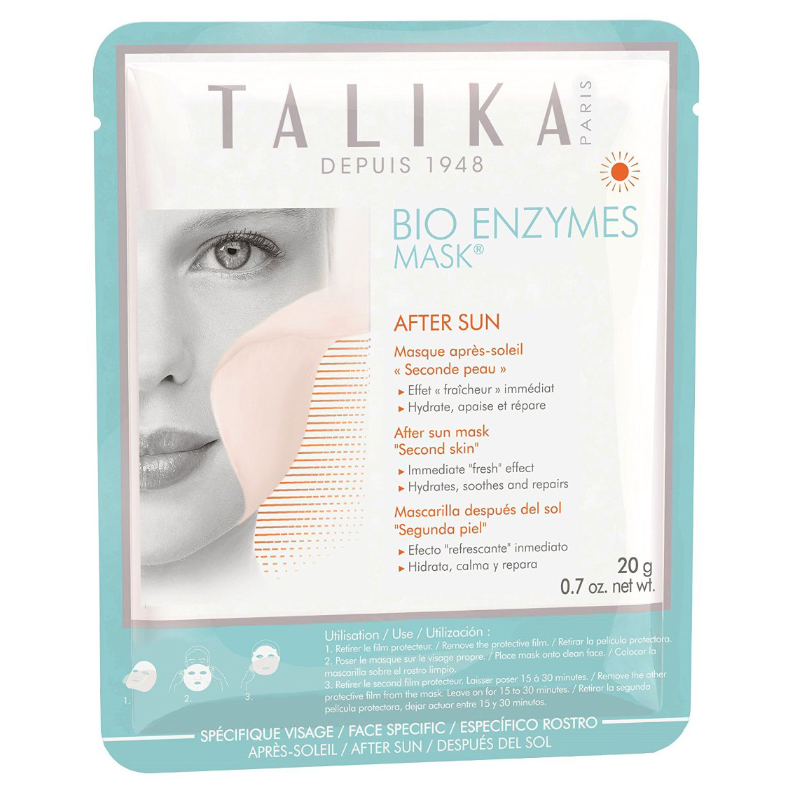 Talika Talika Bio Enzymes Mask After Sun Μάσκα για Μετά την Έκθεση στον Ήλιο, Ενυδατώνει, Απαλύνει & Επανορθώνει την Επιδερμίδα 1Τμχ