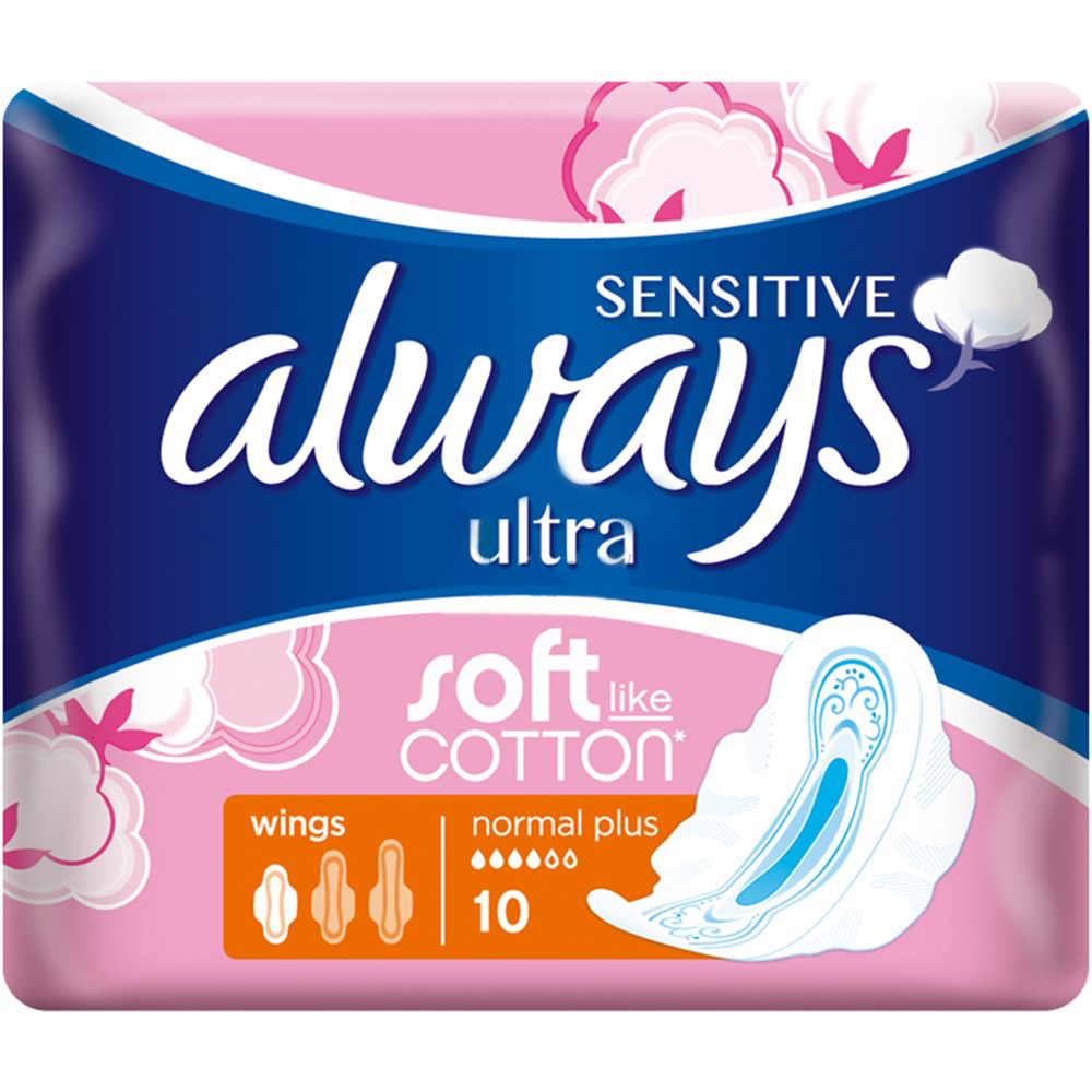 Always Sensitive Ultra Soft Normal Plus Σερβιέτες με Φτερά 10τμχ