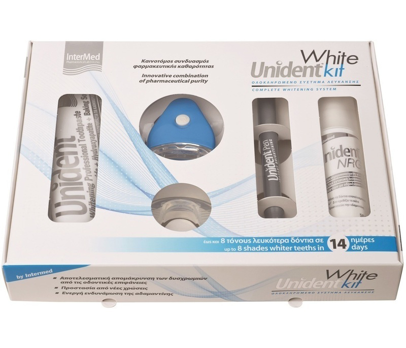 Intermed Unident White Kit Ολοκληρωμένο Σύστημα Λεύκανσης Επιτυγχάνει Λευκότερα Δόντια σε 14 Μέρες