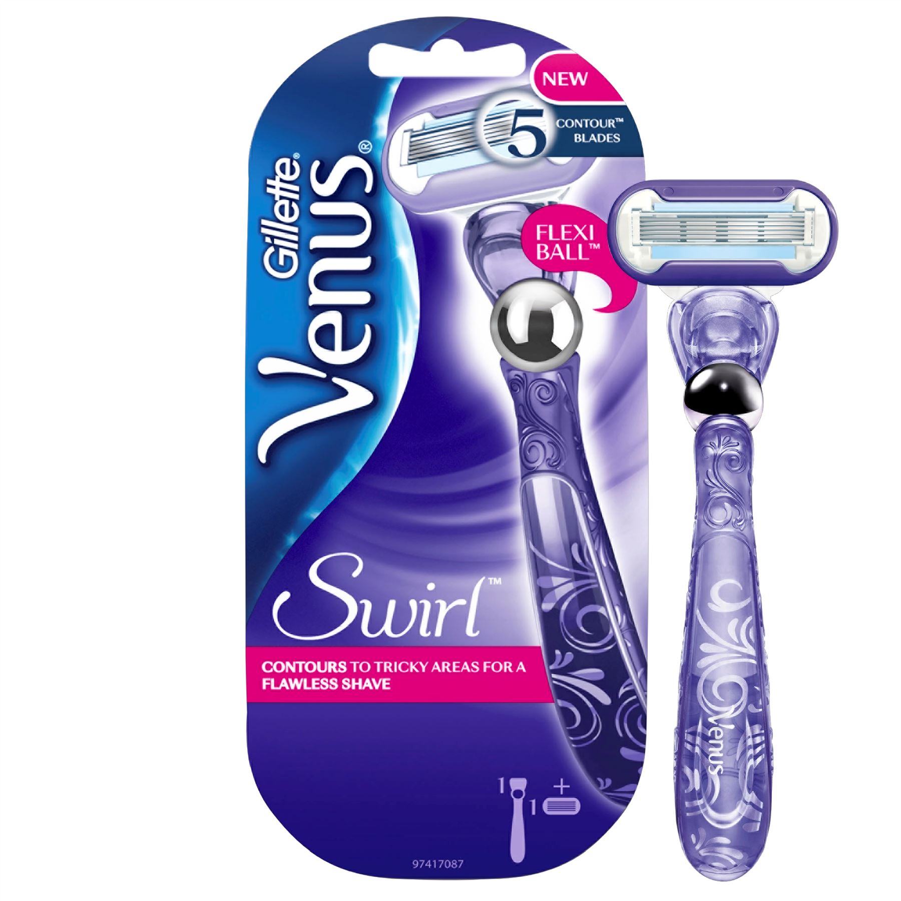 Gillette Venus Flexi Ball Swirl η Μόνη Ξυριστική Μηχανή για Άψογο Ξύρισμα, Περιλαμβάνεται Ένα Ανταλλακτικό