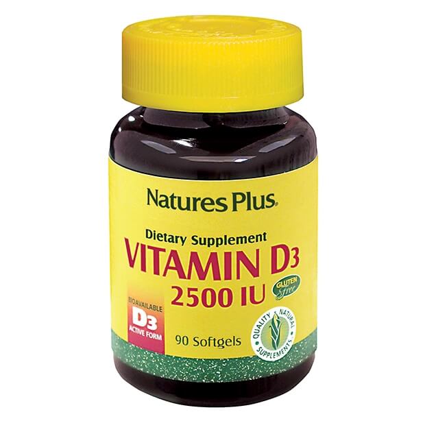 Nature’s Plus Vitamin D-3 2500iu Καλή Λειτουργία του Νευρικού Συστήματος 90caps