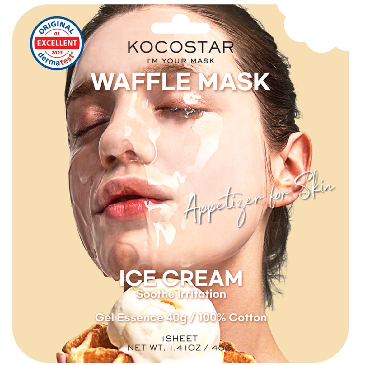 Vican Kocostar Waffle Face Mask Ice Cream Soothe Irritation Εμποτισμένη Καταπραϋντική Μάσκα Προσώπου 1 Τεμάχιο, Κωδ 5605