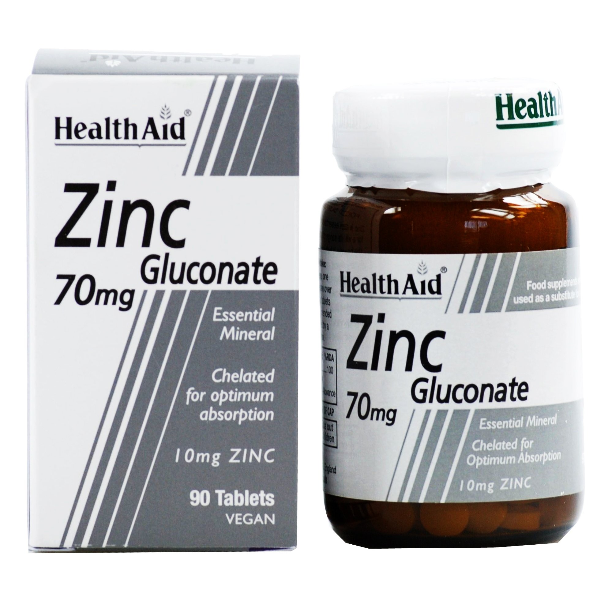 Health Aid Zinc Gluconate Ψευδάργυρος Γλυκονικός 70mg 90vegtabs