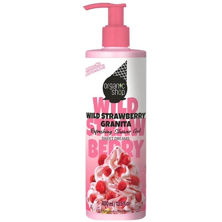 Organic Shop Ice Cream Wild Strawberry Granita Body Shower Gel Ενυδατικό Αφρόλουτρο με Μοναδικό Άρωμα Άγριας Φράουλας με Αντλία 400ml