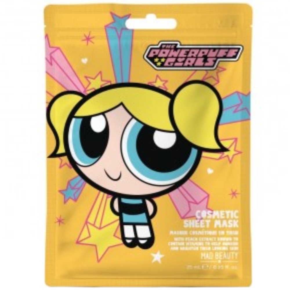 Mad Beauty Mad Beauty Powerpuff Girls Bubbles Face Mask Αναζωογονητική Υφασμάτινη Μάσκα Προσώπου με Άρωμα από Φρούτα του Πάθους 25ml
