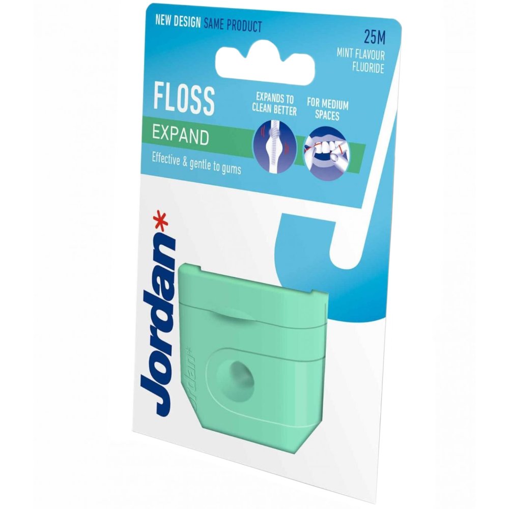 Jordan Floss Expand Mint Flavour & Fluride Effective & Gentle To Gums Οδοντικό Νήμα Μεσαίου Μεγέθους για Καλύτερο Καθαρισμό με Γεύση Μέντας 25M
