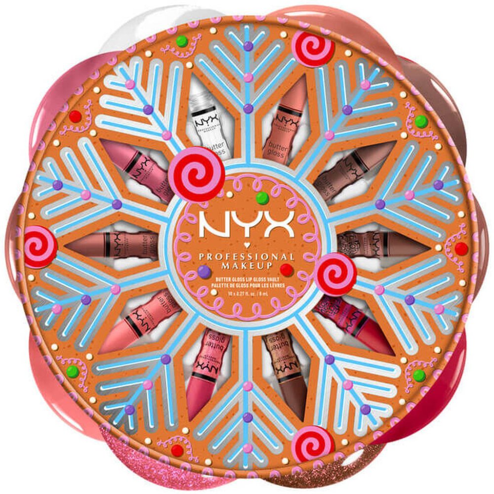 Nyx Professional Promo ​​​​​​​Makeup Holiday Butter Gloss Vault Lip Gloss Kit 10 Γιορτινά Lip Gloss για Αστραφτερά Χείλη & για Ανεπανάληπτες Χριστουγεννιάτικες Εμφανίσεις 10 Τεμάχια