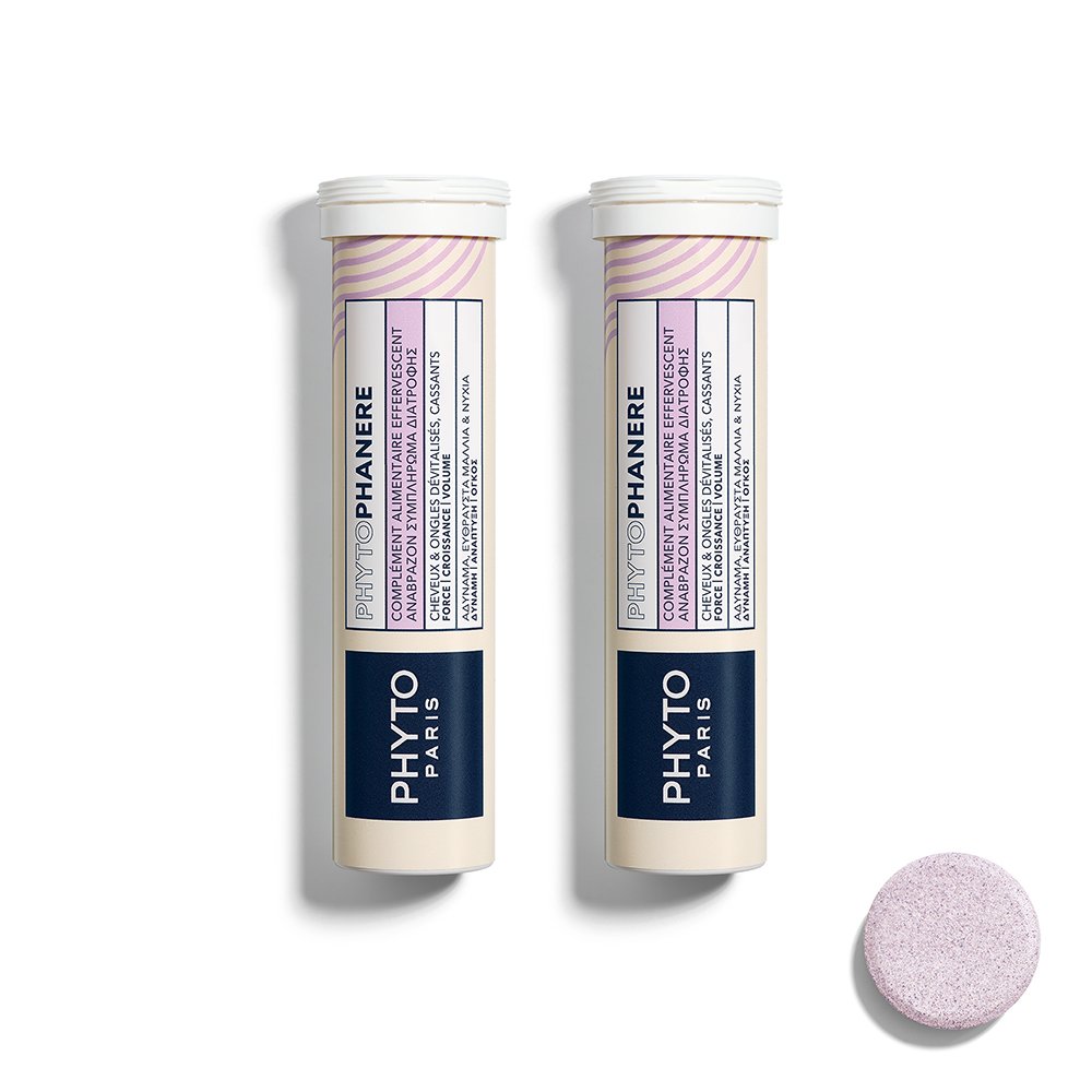 Phyto Phytophanere Συμπλήρωμα Διατροφής Βιταμινών, Μετάλλων & Εκχυλίσματος Τσουκνίδας για Δύναμη, Ανάπτυξη & Όγκο σε Άτονα, Εύθραυστα Μαλλιά & Νύχια με Γεύση Σμέουρο & Μύρτιλο 30 Effer.tabs (2x15 Effer.tabs)
