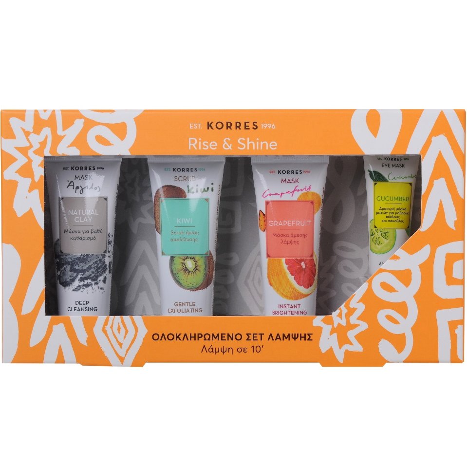 Korres Πακέτο Προσφοράς Μάσκα με Άργιλο 18ml, Scrub Ακτινίδιο18ml, Grapefruit Μάσκα Λάμψης 18ml, Μάσκα Αγγούρι 8ml