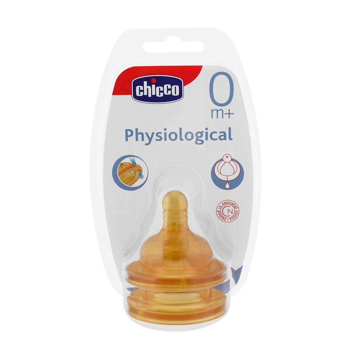Chicco Θηλή Καουτσούκ 0m+ Κανονική Ροή Physiological 2τμχ