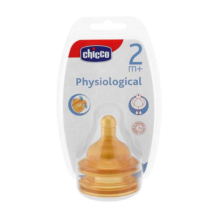 Chicco Θηλή Καουτσούκ 2m+ Μέτρια Ροή Physiological 2τμχ