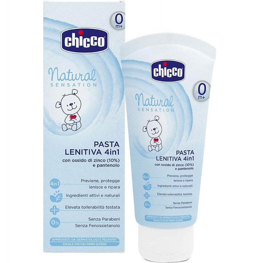 Chicco Natural Sensation Nappy Cream 4in1 Βρεφική Κρέμα Συγκάματος με Οξείδιο Ψευδαργύρου & Πανθενόλη 100ml