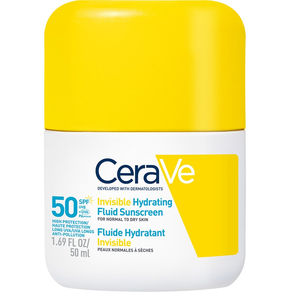 Cerave Invisible Hydrating Fluid Spf50 Sunscreen Αντηλιακό Προσώπου Υψηλής Προστασίας για Κανονική Έως Ξηρή Επιδερμίδα με 3 Απαραίτητα Ceramides & Νιασιναμίδη 50ml
