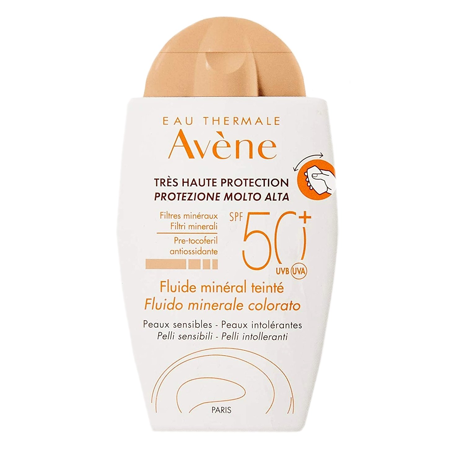 Avène Avene Very High Protection Tinted Mineral Fluid Spf50+ Λεπτόρρευστη Αντηλιακή Κρέμα Προσώπου Πολύ Υψηλής Προστασίας για το Ευαίσθητο, μη Ανεκτικό Δέρμα 40ml