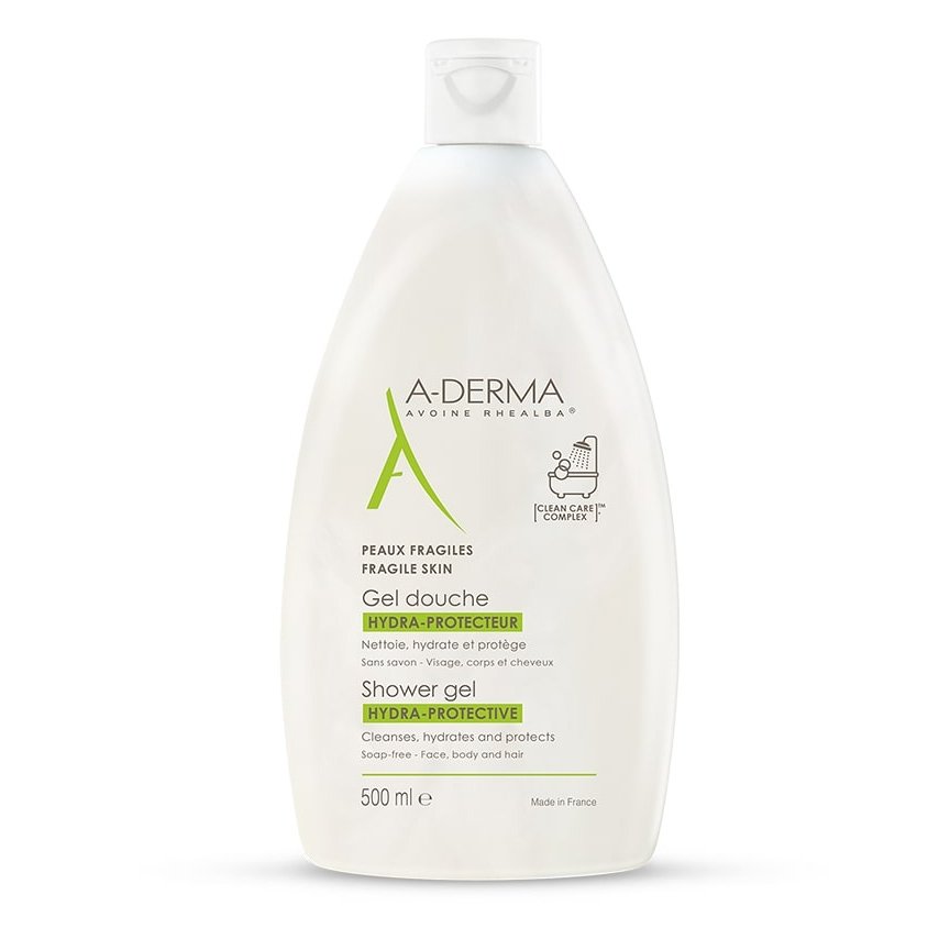 A-Derma Gel Douche Hydra-Protective Αφρίζον Ζελ Καθαρισμού,Πρόσωπο Σώμα & Μαλλιά, Εύθραυστο Δέρμα Όλης της Οικογένειας 500ml