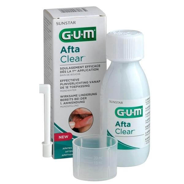Gum Afta Clear Mouthrinse Στοματικό Διάλυμα για Άμεση Ανακούφιση Πόνου και Γρήγορης Επούλωσης 120ml