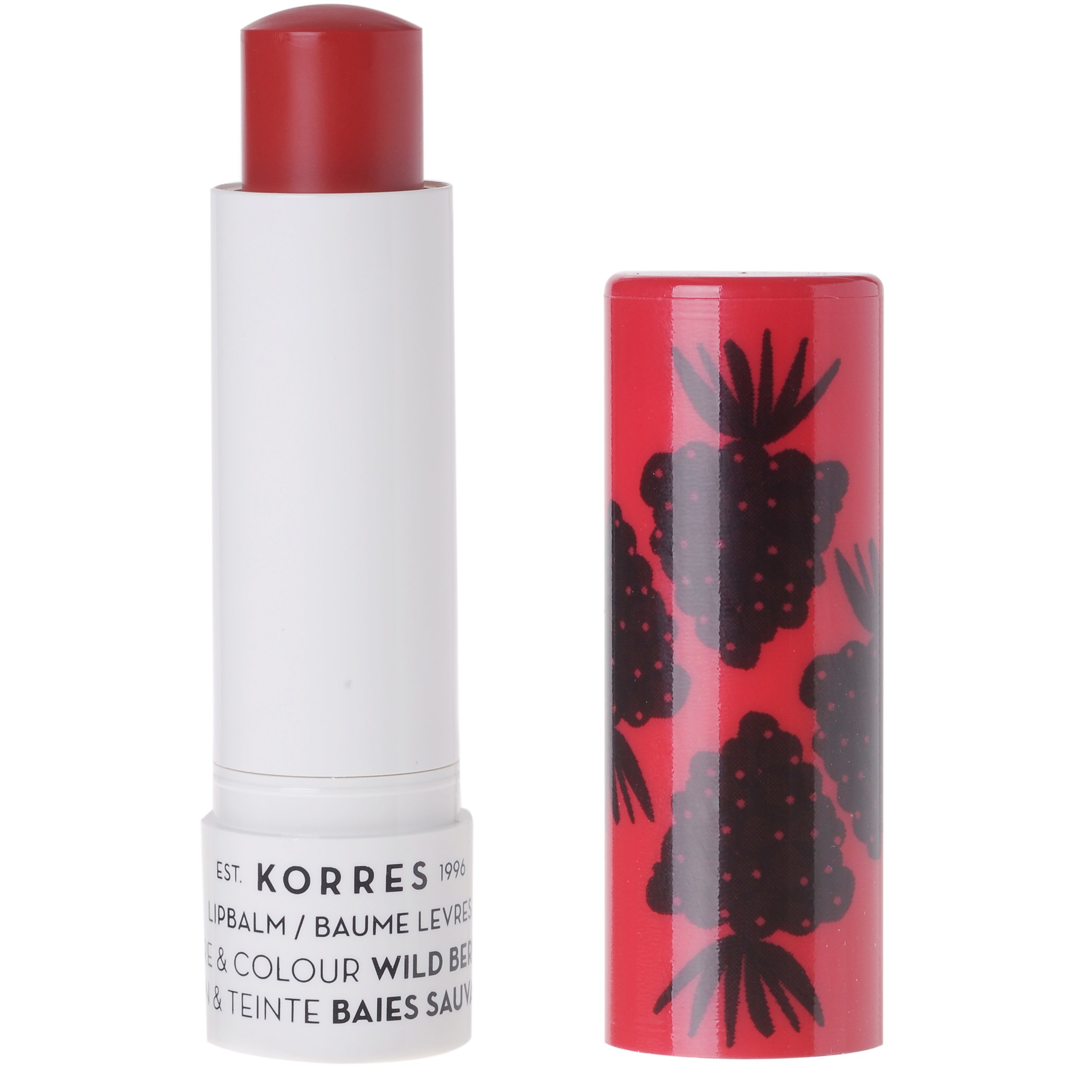 Korres Lip Balm Care & Colour Wild Berries Φροντίδα με Χρώμα, Εντατική Θρέψη & Επανόρθωση για τα Χείλη με Άγριο Βατόμουρο 5ml