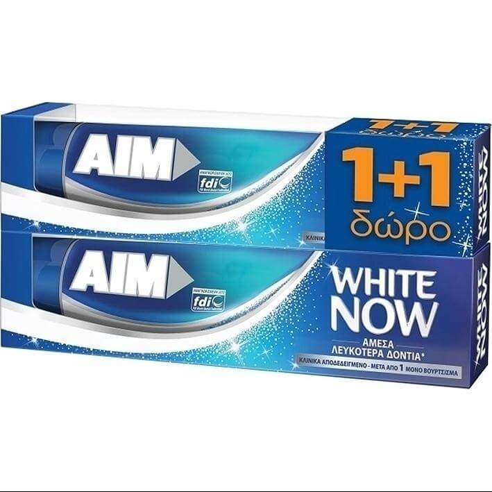 Aim Οδοντόκρεμα White Now 2 x 75ml Πακέτο 1+1