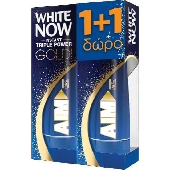 Aim Οδοντόκρεμα White Now Gold 2 x 50ml Πακέτο 1+1