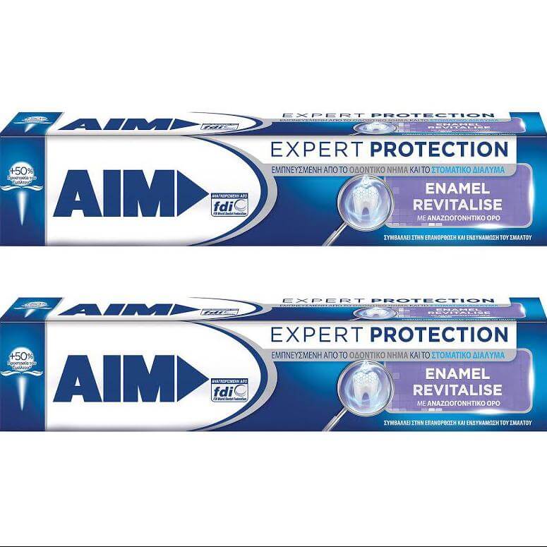 Aim Πακέτο Προσφοράς Expert Protection Enamel Οδοντόκρεμα Με Αναζωογονητικό Ορό 1+1 Δώρο 75 ml