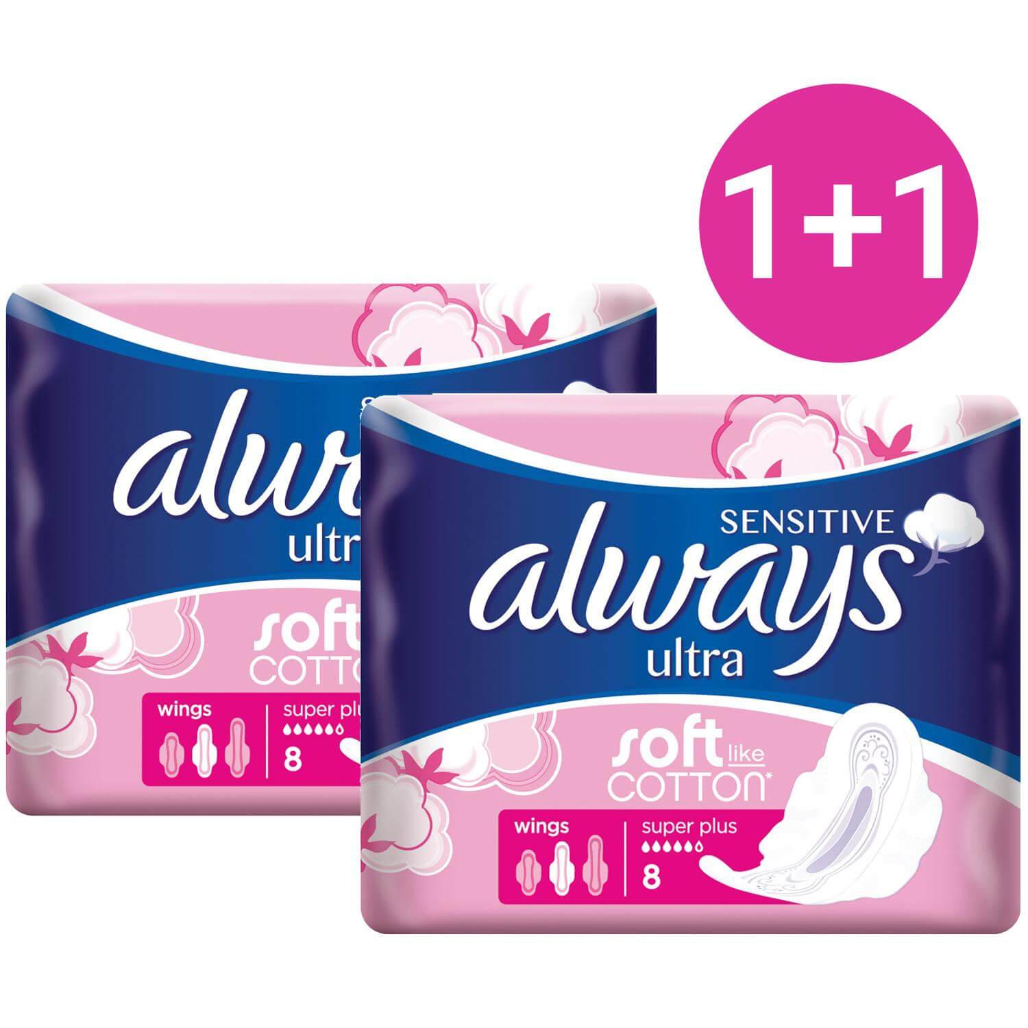 Always Πακέτο Προσφοράς Ultra Sensitive Super Plus Soft Like Cotton Έως 100% Προστασία από Διαρροές 8 τεμάχια 1+1 Δώρο