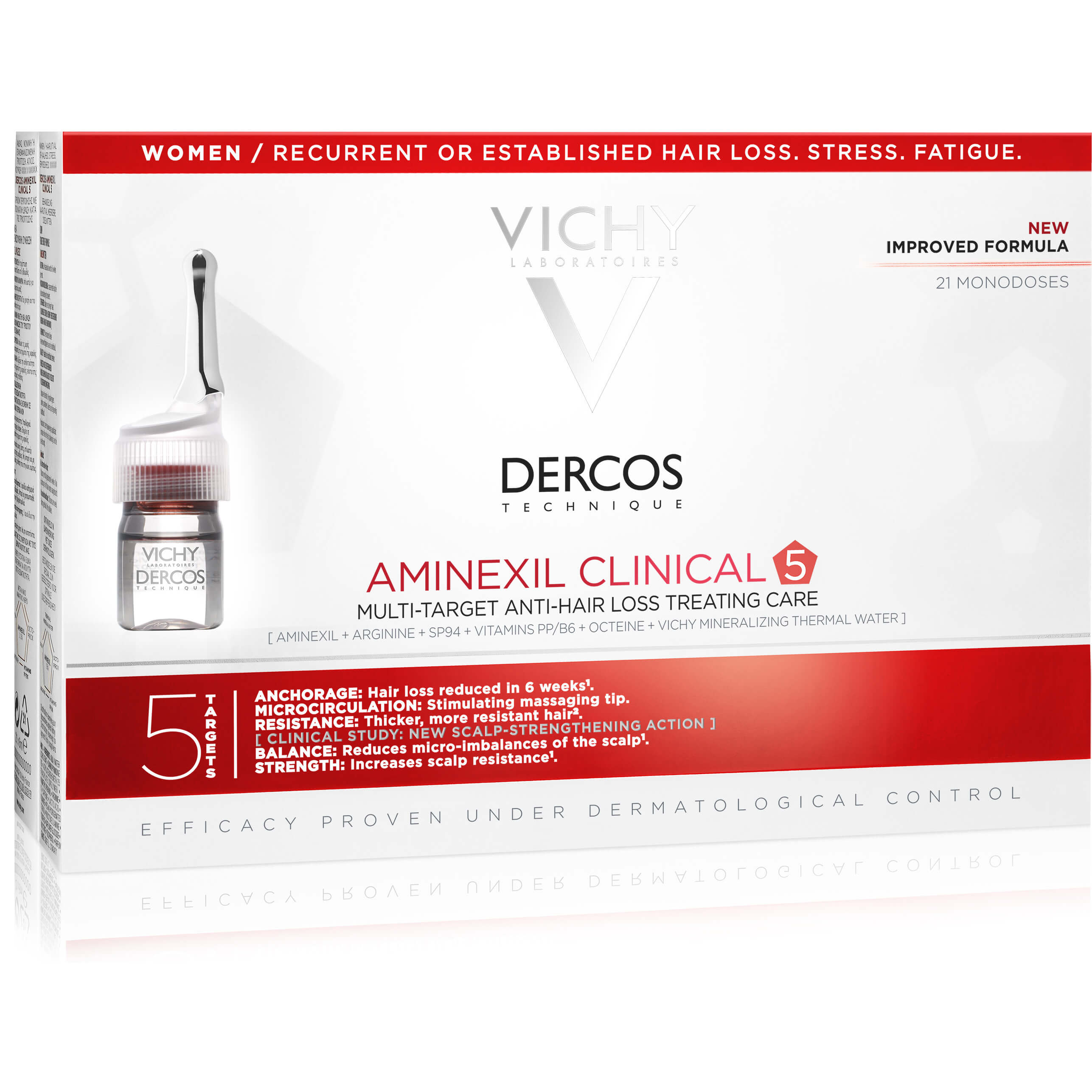Vichy Dercos Aminexil Intensive 5 Αμπούλες Αντιμετώπισης της Γυναικείας Τριχόπτωσης 21×6 ml