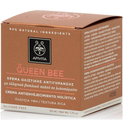 Queen Bee Holistic Age Defence Day Cream With Greek Royal Jelly in Liposomes Rich 50ml – Apivita,Κρέμα Ημέρας Ολιστικής Αντιγήρα