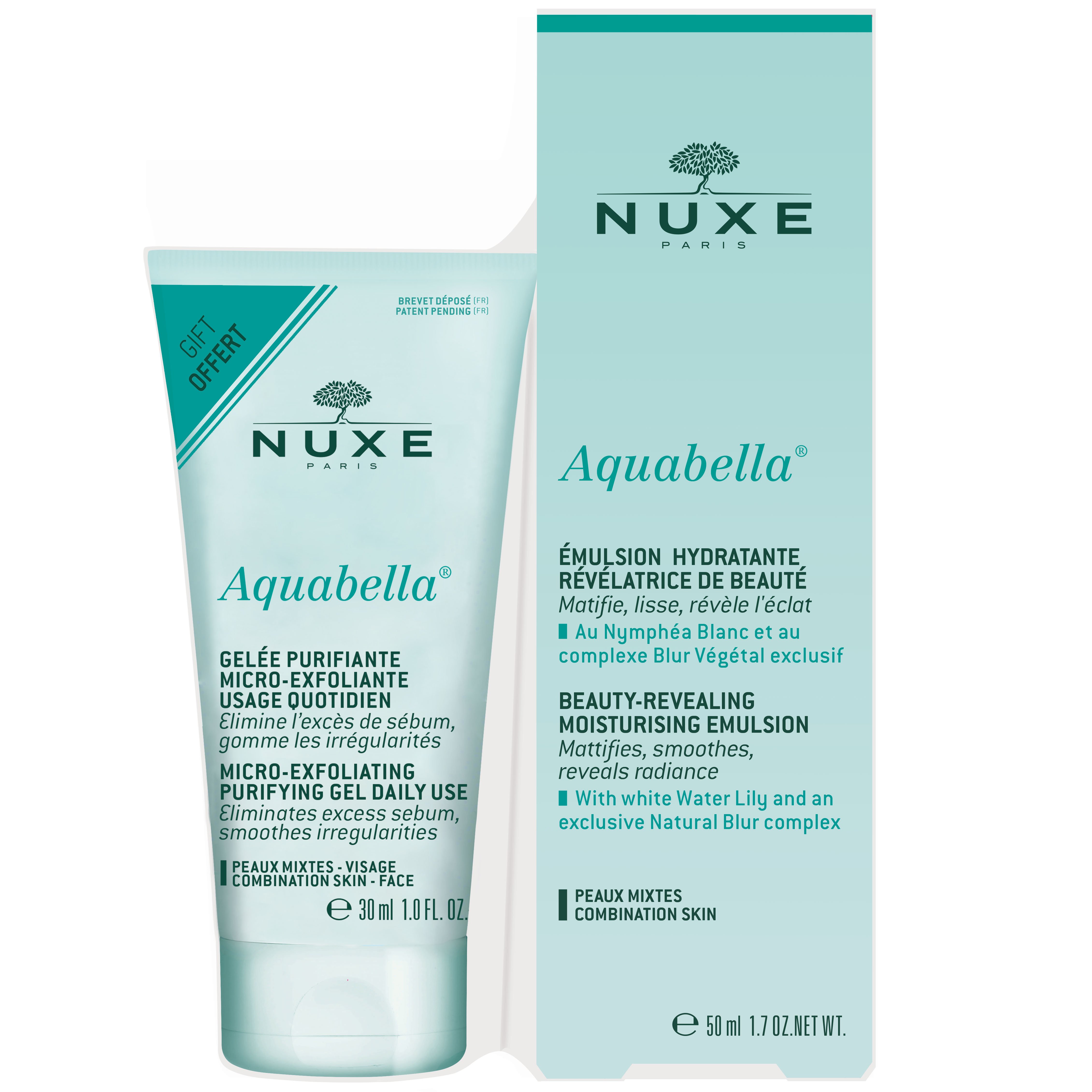 Nuxe Promo Aquabella Beauty Revealing Moisturising Emulsion 50ml & Δώρο Aquabella Micro-Exfoliating Purifying Gel Daily Use 30ml
