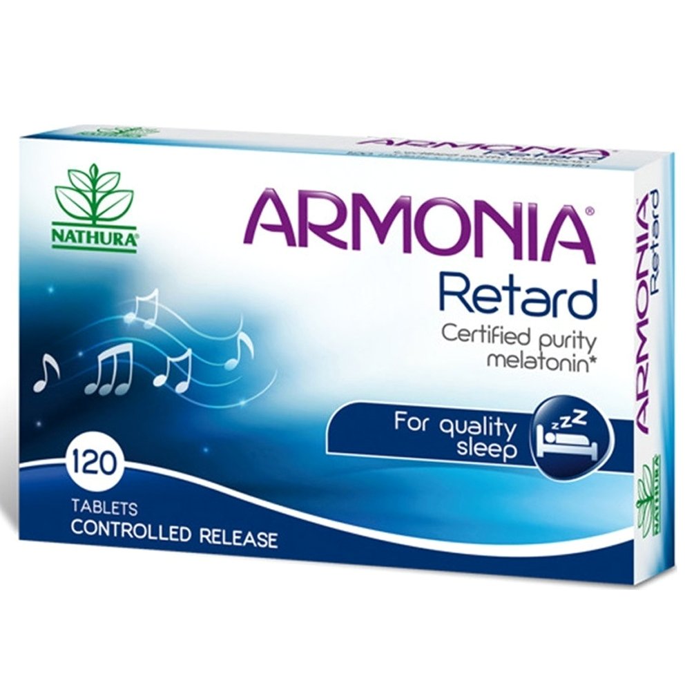 Nathura Armonia Retard Certified Purity Melatonin 1mg Συμπλήρωμα Διατροφής με Μελατονίνη Πιστοποιημένης Καθαρότητας, Ελεγχόμενης Αποδέσμευσης 120tabs