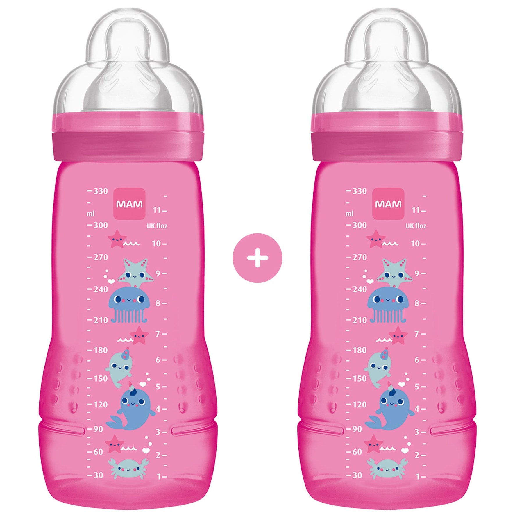 Mam Πακέτο Προσφοράς Easy Active Baby Bottle Fairy Tale Κωδ 365S Μπιμπερό Πολυπροπυλενίου με Θηλή Σιλικόνης 4m+, 2x330ml – φούξια