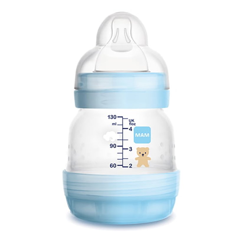 Mam Easy Start™ Anti-Colic 0+ Μηνών, Κωδ 353S Μπιμπερό Πολυπροπυλενίου με Θηλή Σιλικόνης & Σύστημα Κατά των Κολικών 130ml – μπλε