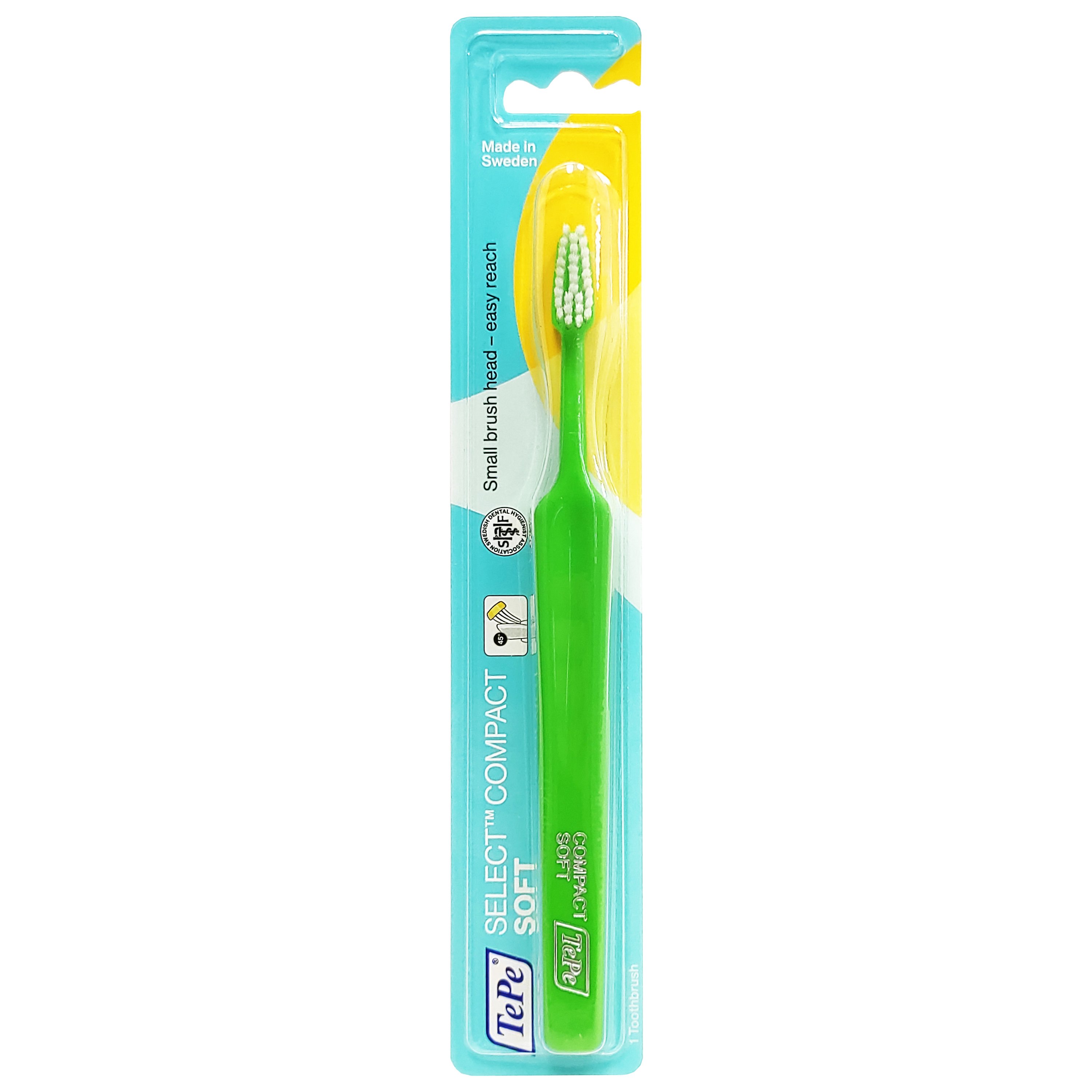 TePe Select Compact Soft Οδοντόβουρτσα Μαλακή για Αποτελεσματικό Καθαρισμό 1 Τεμάχιο – πράσινο