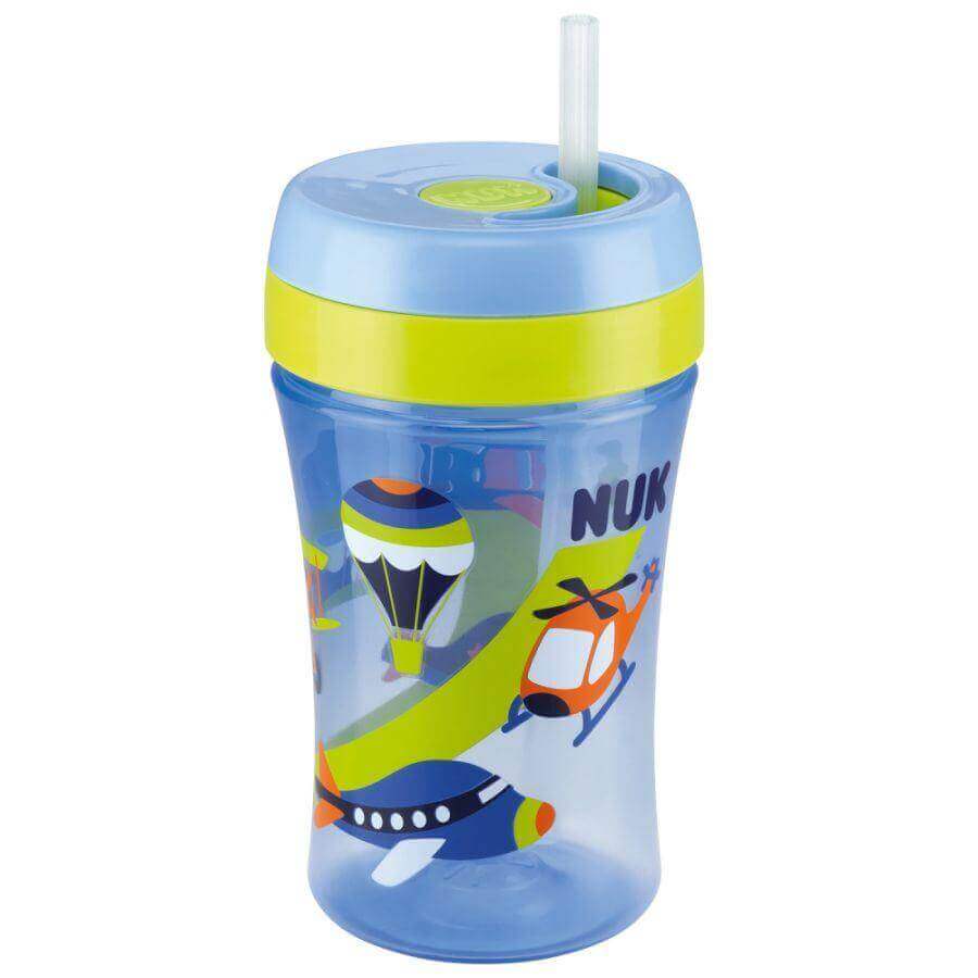 Nuk Fun Cup Παγουράκι Πολυπροπυλενίου με Μαλακό Καλαμάκι Σιλικόνης 18+m BPA Free 300ml – γαλάζιο