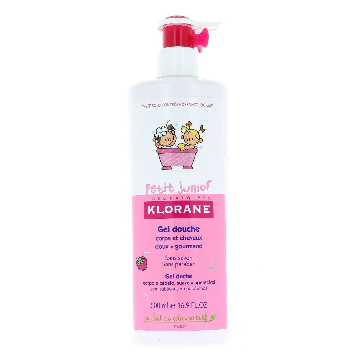 Klorane Petit Junior Gel Framboise Απαλό Παιδικό Σαμπουάν – Αφρόλουτρο με Άρωμα Βατόμουρο – 500ml