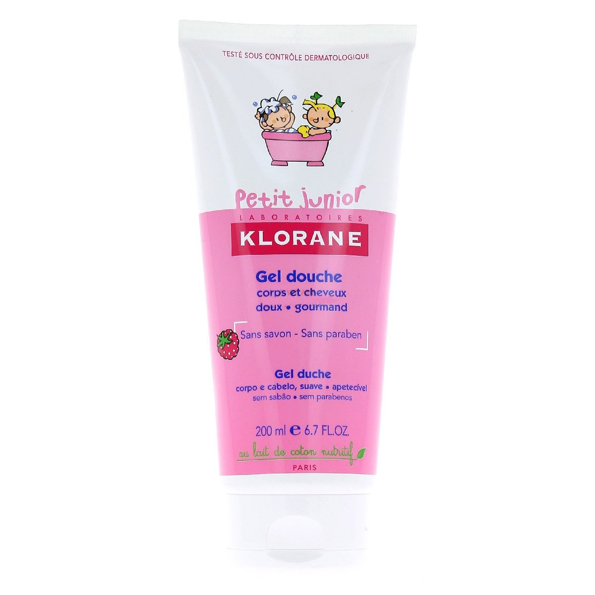 Klorane Petit Junior Gel Framboise Απαλό Παιδικό Σαμπουάν – Αφρόλουτρο με Άρωμα Βατόμουρο – 200ml