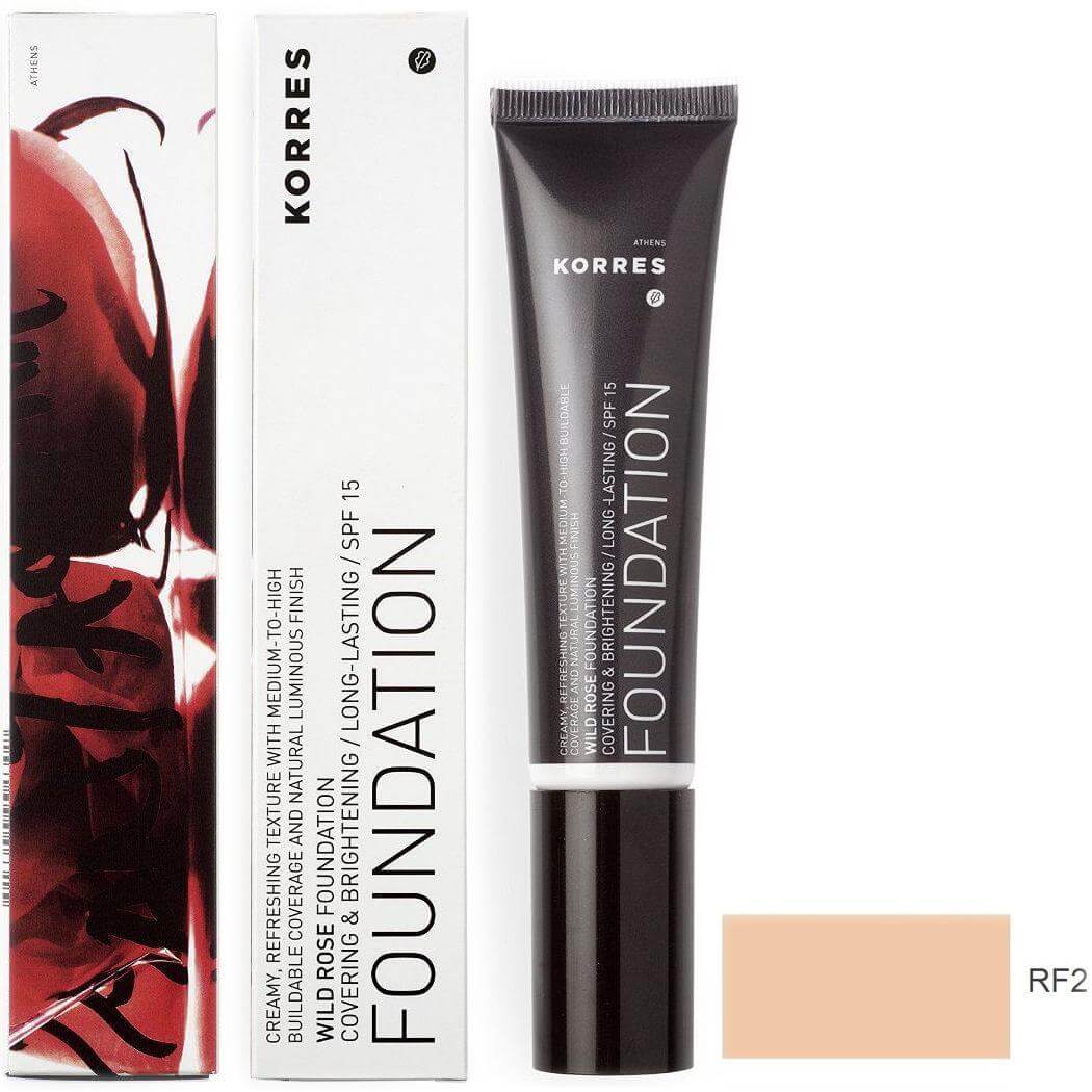 Korres Wild Rose Foundation Make Up Spf15 Άγριο Τριαντάφυλλο Μεγάλη Κάλυψη, Μεγάλη Διάρκεια 30ml – RF2