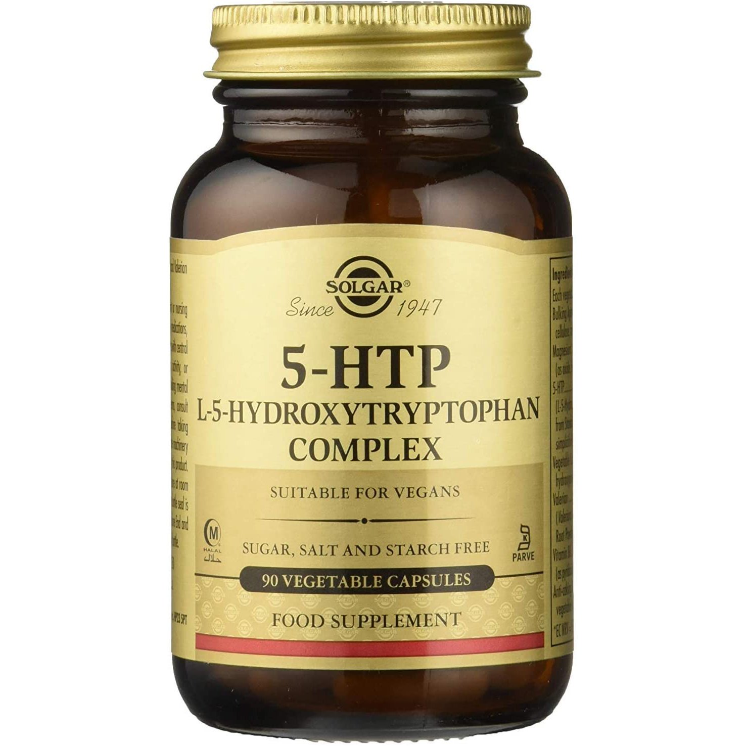 Solgar 5-HTP (5-Υδροξυ-Τρυπτοφανη) 100mg Συμπλήρωμα Διατροφής Απαραίτητο για την Καλή Υγεία του Εγκεφάλου 90veg.caps